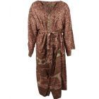 Lichtbeige zijde-blend kimono met paisley in bruin