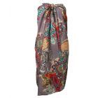 Grijze sarong met paisley- en bloemenprint 