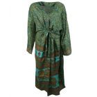 Turquoise lange zijde-blend kimono met paisley