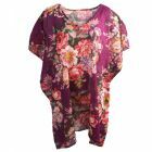 Paarse katoenen kaftan met bloemenprint 