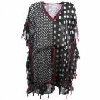 Korte voile kaftan met polka dot print