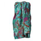 Katoenen sarong in zeegroen met bloemenprint