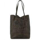 Legergroene lederen croco shopper