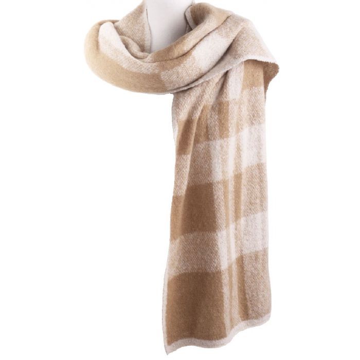 regeling Gewend Zeestraat Zachte XL-sjaal met geweven ruiten in beige - bouFFante