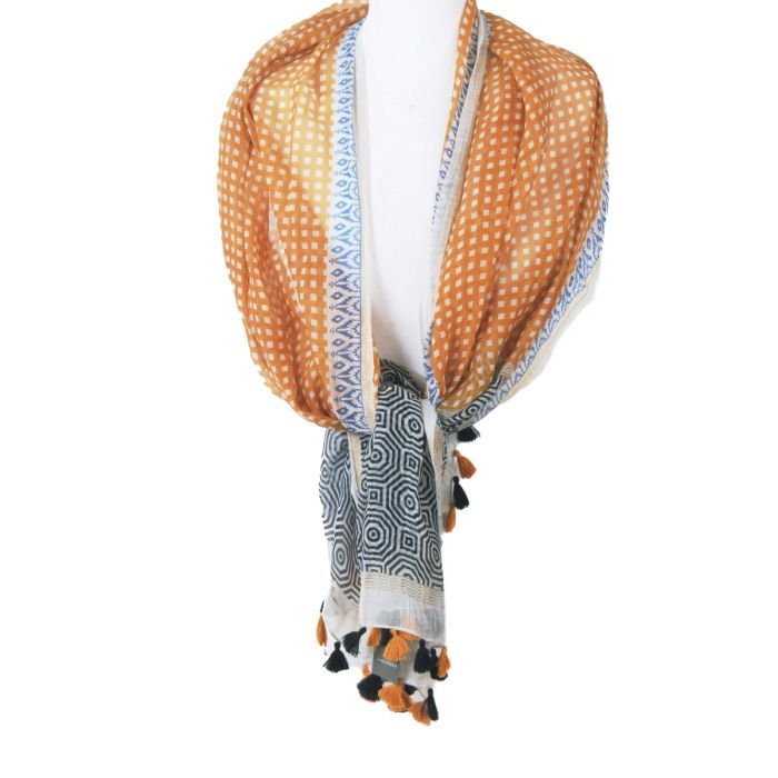 garen Bruidegom Zachtmoedigheid Katoenen/zijden sjaal met verschillende prints - bouFFante