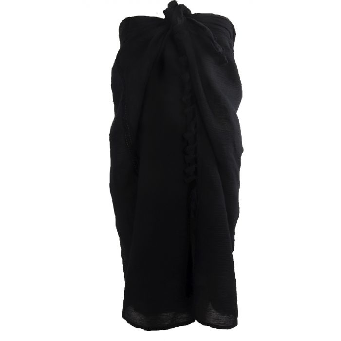 Emotie diefstal motto Katoenen sarong in zwart met kwasten franje - bouFFante