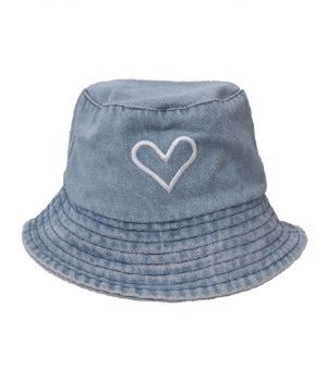 Denim bucket hat met een hartje