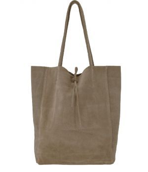 Suede shopper in donker-taupe