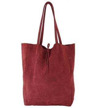 Suede shopper in donkerrood