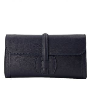 Lederen envelop clutch in donkerblauw