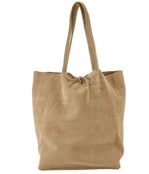 Suede shopper in lichtbeige