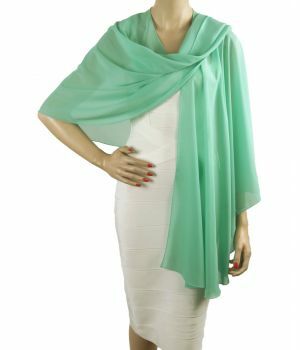 Soepelvallende effen mintgroene crêpe voile cape stola