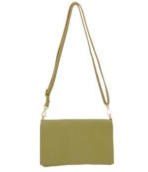 Olijfgroene leren fold-over clutch