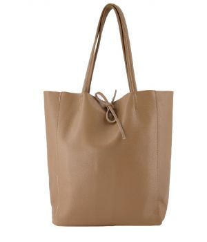 Lederen shopper in camel