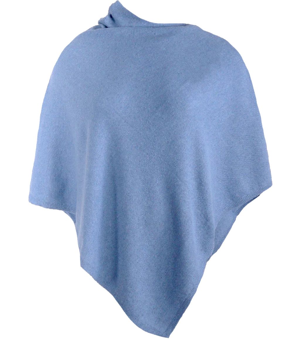 Hemelsblauwe kasjmier-blend poncho