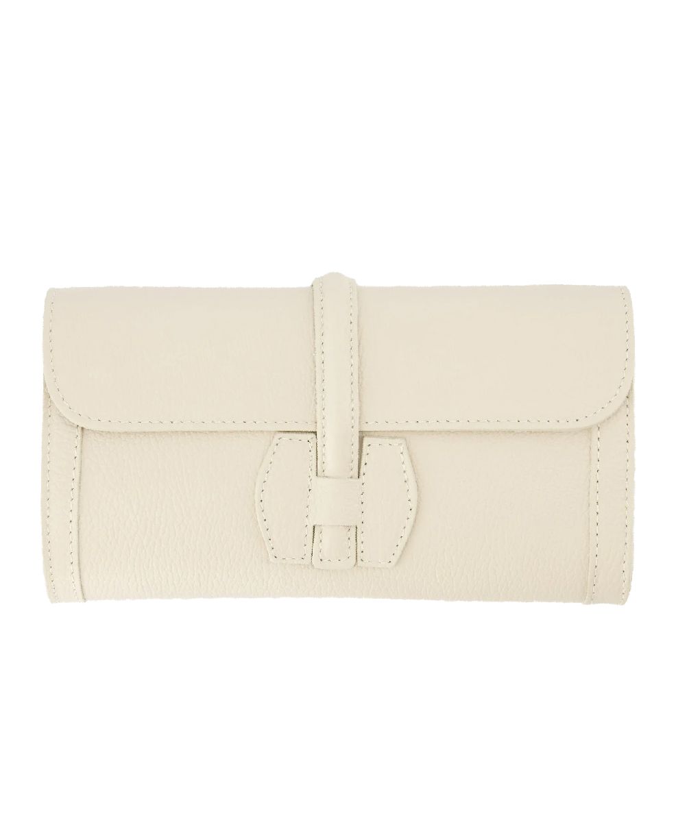 Lichtbeige lederen clutch