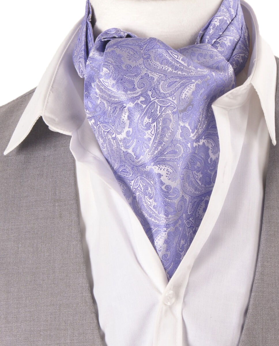 Lila kleurige Ascot Cravat met paisleydesign