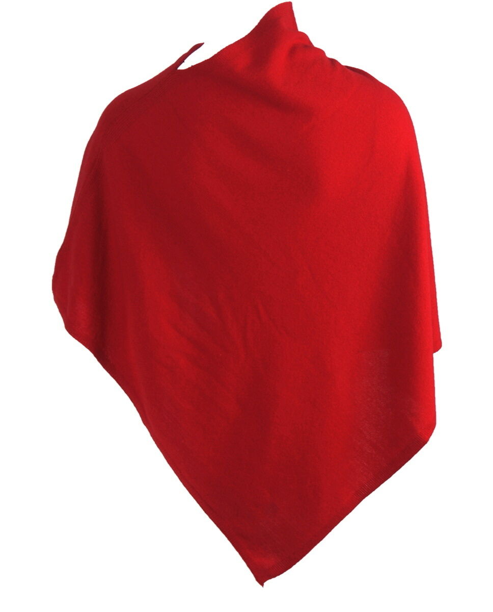 Kasjmier-blend poncho in rood